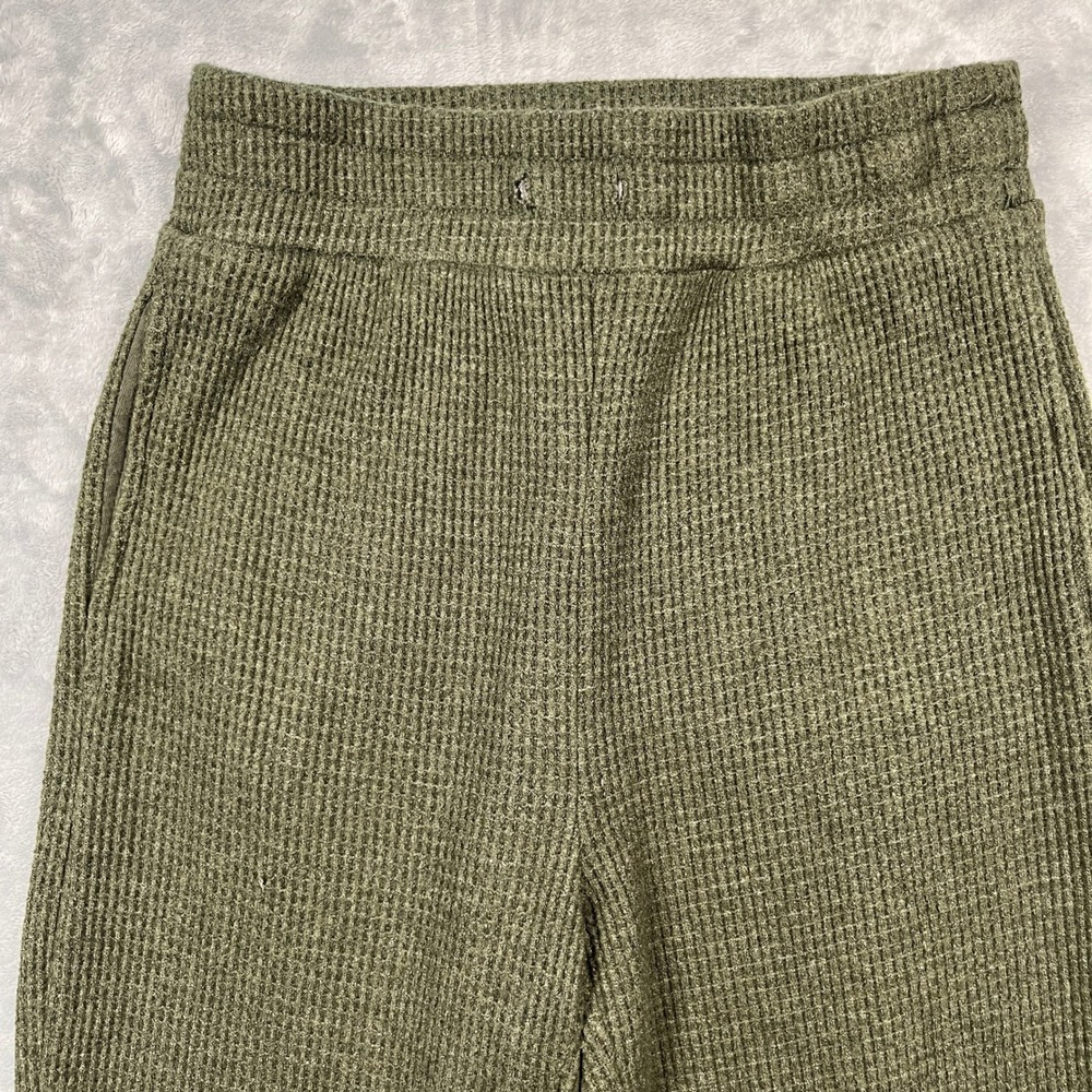 American Eagle Flare Pants Womens Olive Green Waffle Knit High Rise Lounge XS - Picture 3 of 13